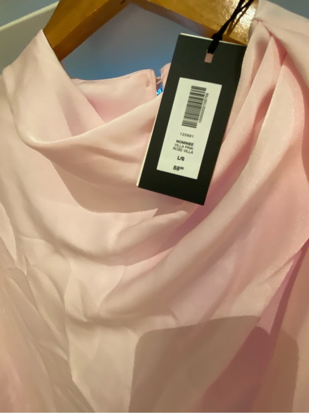 Babaton Aritzia Nominee Light Pink Women’s Draped Neck Top Size L NWT